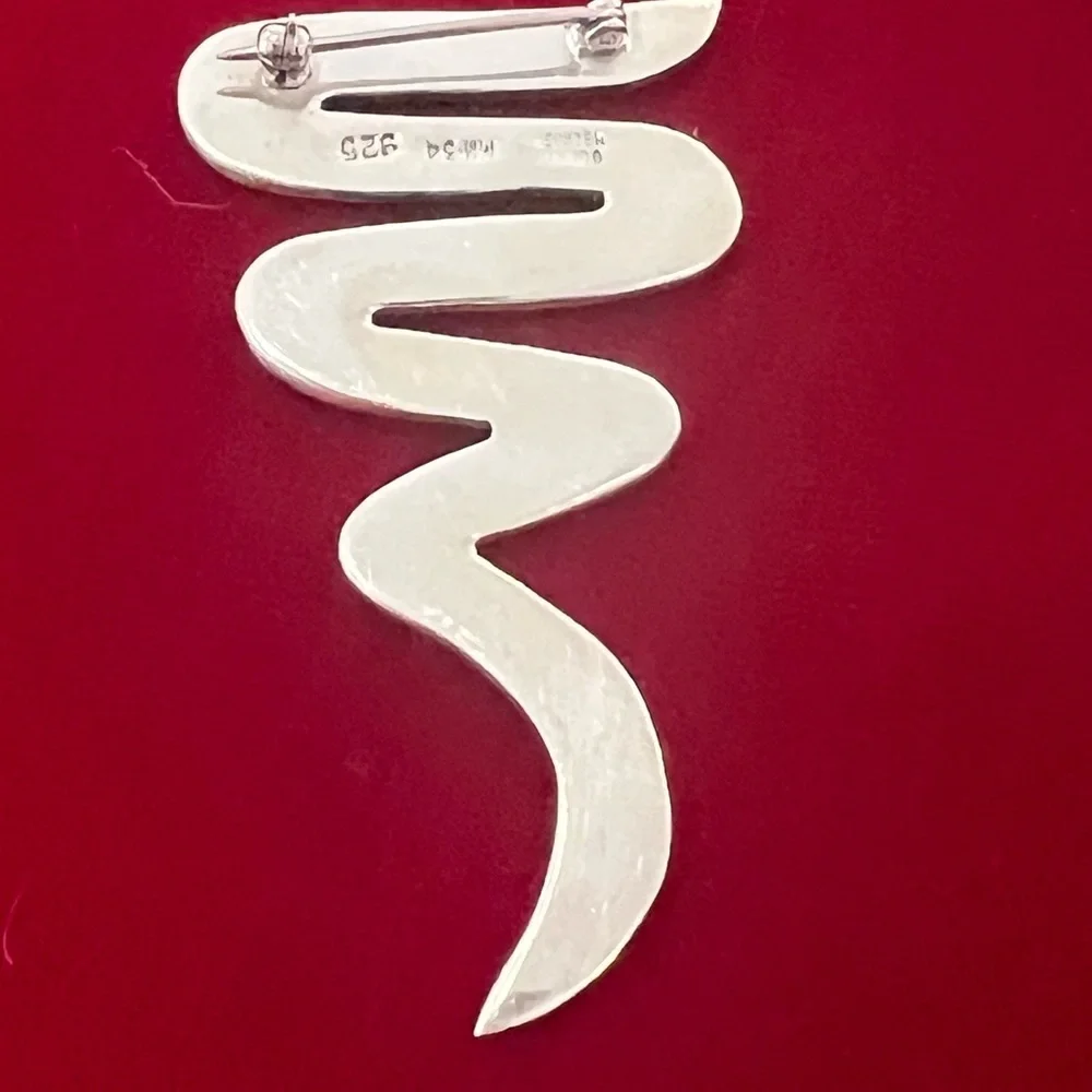 Vintage mexico Sterling Silver Mod Zig Zag Brooch